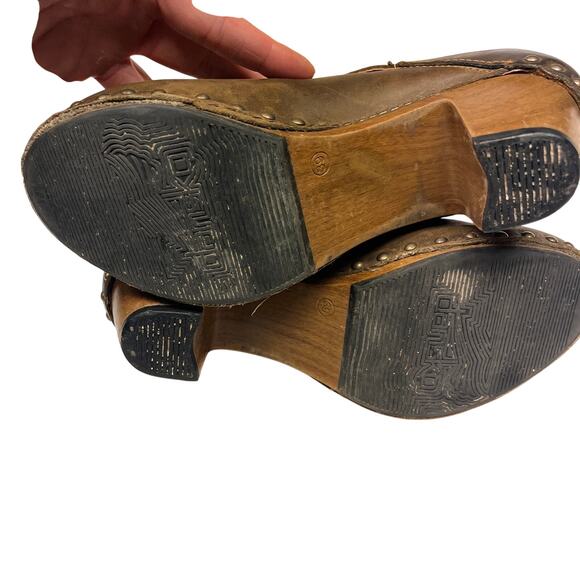 women's dansko sz 39 chunky wood heel clog ankle bootie suede leather distressed - Picture 9 of 9